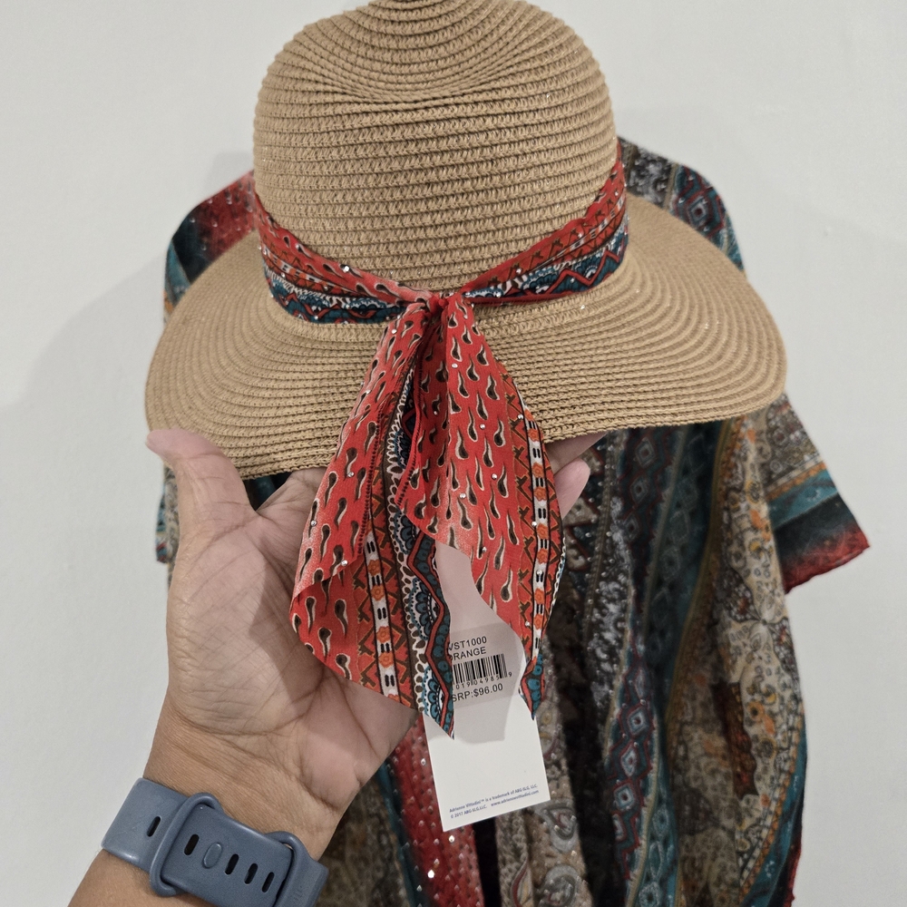NEW Adrienne Vittadini Kimono & Hat Cover up Set Rhinestones Luxury Boho Summer - Picture 5 of 13
